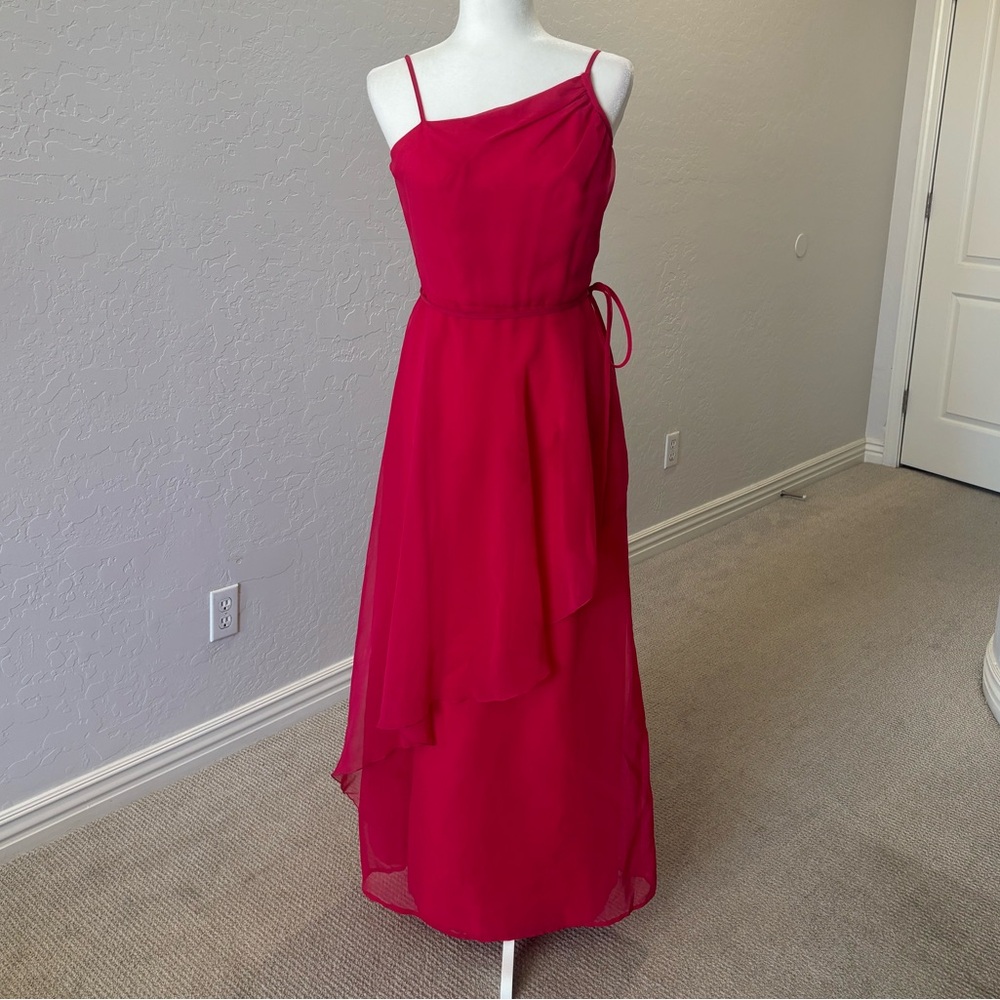 Elegant Magenta 1970s Vintage Dress Sz S